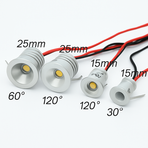 1W LED Spotlight Dimmable Spot Lamp DC12V 24V 15mm 25mm Cutout Recessed Downlight IP65 Bedroom Ceiling Cabinet Stair - vue 4 sur 6