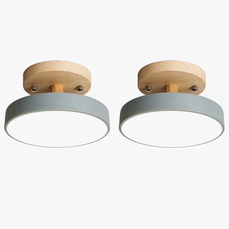 2X plafonniers moderne LED nordique bois Luminaire intérieur Luminaire cuisine salon chambre salle de bain gris