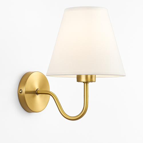 5/12W American Fabric Wall Lamp Modern Gold LED E27 Bulb Cloth Lampshade Wall Light for Hotel Bedroom Bedside Decoration Sconces - vue 2 sur 10