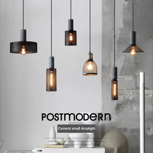 lampes suspendues en ciment pour loft industriel abat-jour en fer forgé - vue 2 sur 28