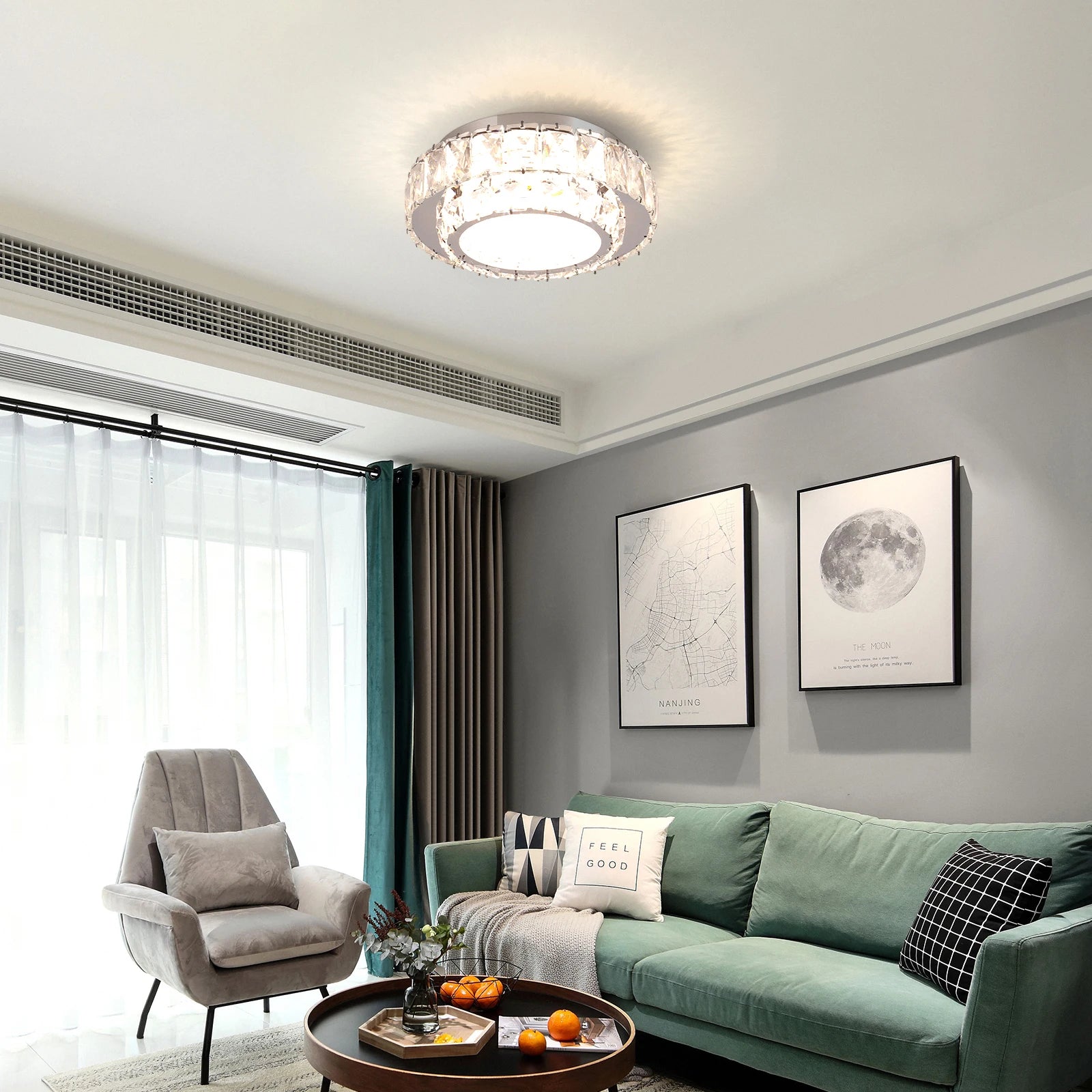 plafonnier moderne de luxe en cristal avec éclairage led intérieur - vue 3 sur 9