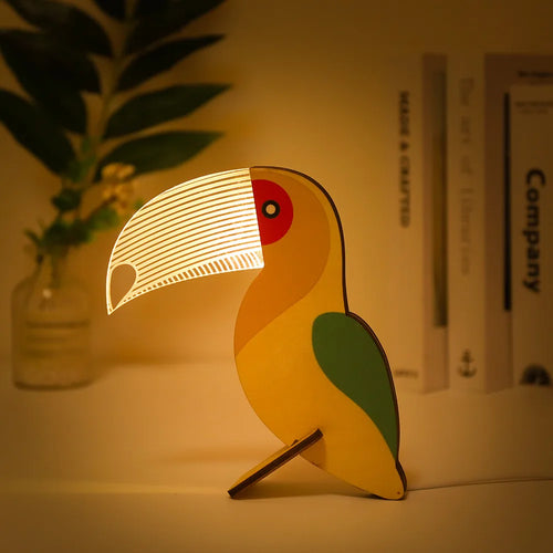 Lampe à poser Animaux LED veilleuse bois acrylique Table USB lumières décorer pour enfants bébé enfants lampe de chevet pélican Sirius baleine Toucan - vue 2 sur 10