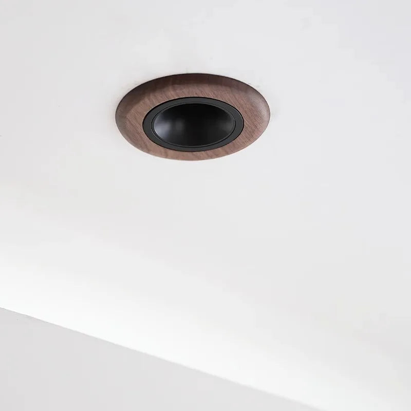COD LED Recessed Lighting 5.11 Inch Walnut Wooden, Modern Wabi-Sabi, Wall Wash Downlight for Living Room, Bedroom, Dining, Study - vue 5 sur 7