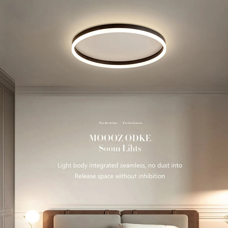 Plafond moderne à LEDs lampes lustre lumières salon salle à manger cuisine chambre plafonnier simple rond décor à la maison lumière intérieure - vue 3 sur 16