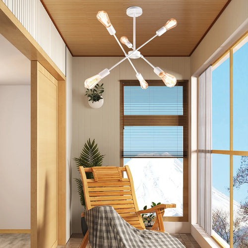 Plafonnier LED En Métal blanc à branches 6 lampes - vue 4 sur 5
