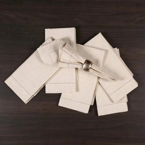 Serviette de table en lin style classique lot - vue 5 sur 7