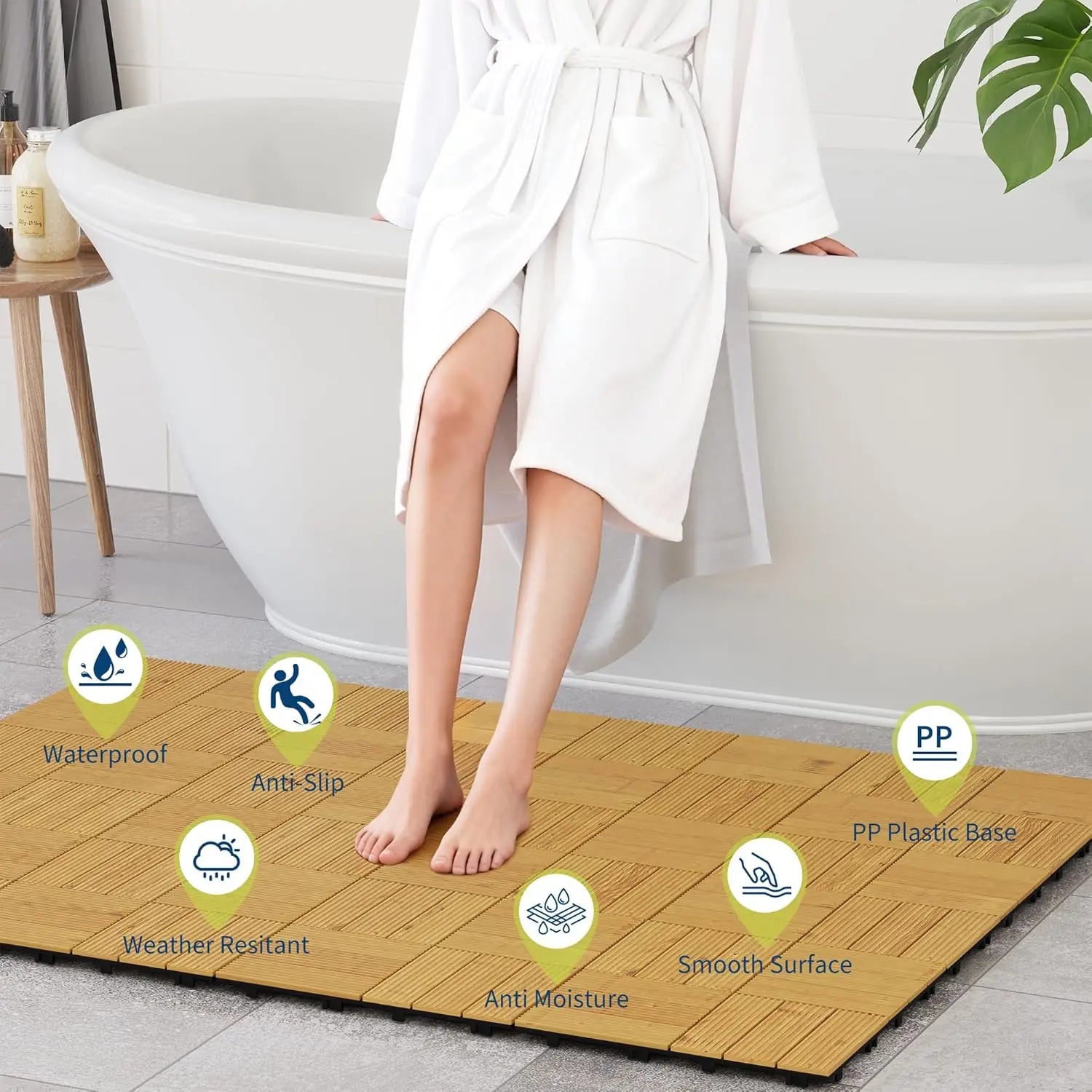 Dalles terrasse bois acacia clipsables 305mm interieur exterieur - vue 6 sur 8