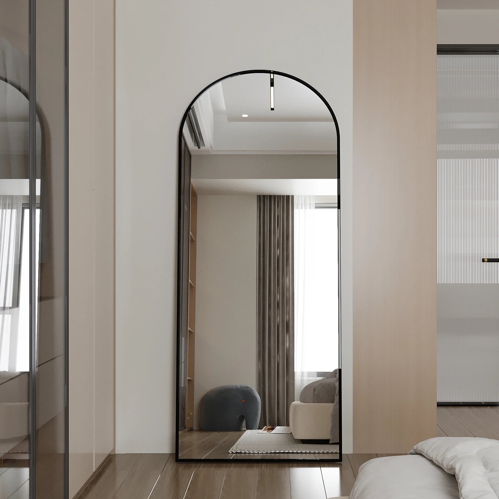miroir sur pied en verre trempé pour décoration intérieure - vue 4 sur 6
