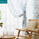 Voilage motif feuilles et fleurs style champetre salon