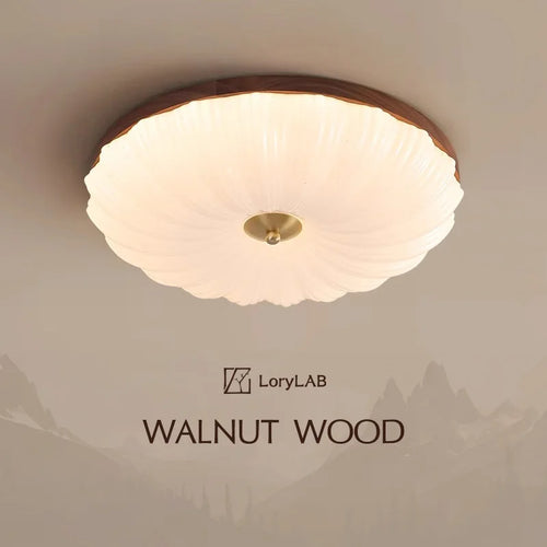 Shell texture PVC Walnut Wood, Modern Wabi-Sabi Vintage Style, Ceiling Light for Living Room, Dining Room, Bedroom, Study Room - vue 2 sur 8
