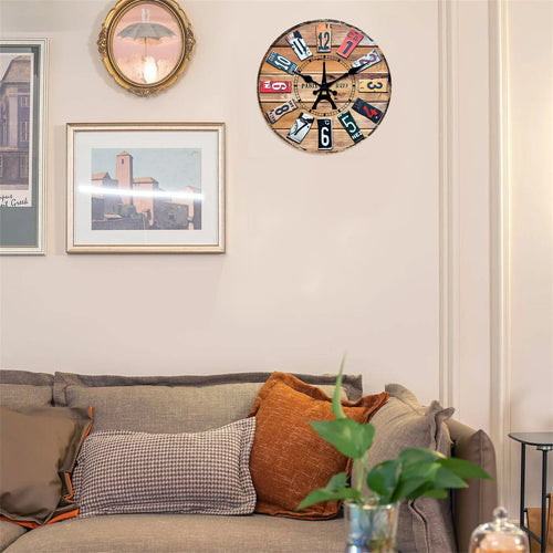 horloge murale numérique en bois rétro créatif silencieuse décorative - vue 7 sur 7