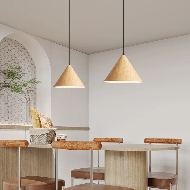 lustre nordique créatif grain de bois simple moderne vintage - vue 3 sur 8