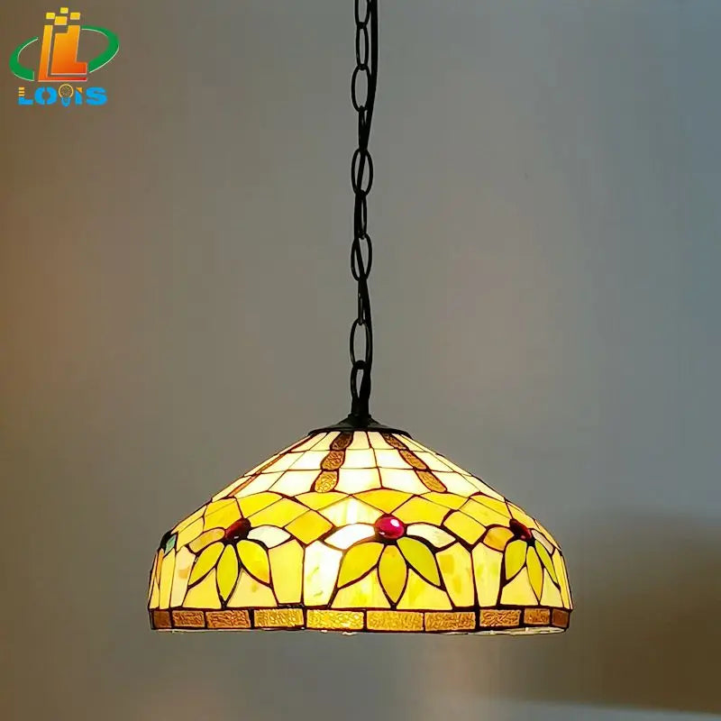 lustre tiffany feuilles éclairage créatif pour café restaurant bar - vue 4 sur 6