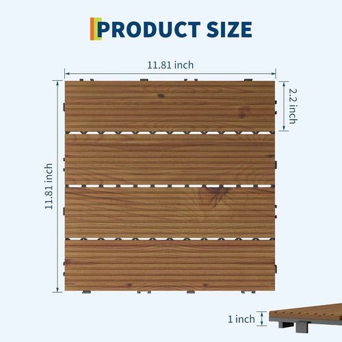 Dalles terrasse acacia clipsables antiderapant 30x30 balcon piscine - vue 3 sur 9