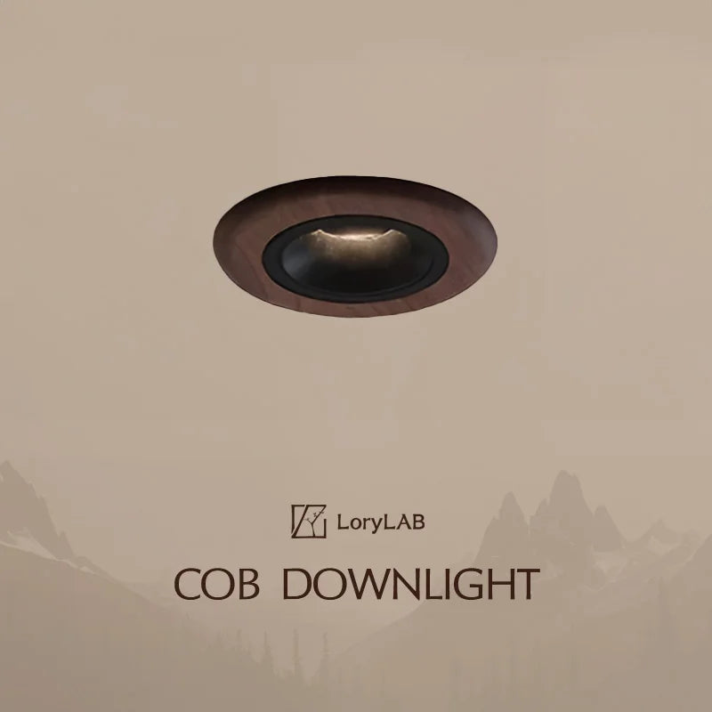 COD LED Recessed Lighting 5.11 Inch Walnut Wooden, Modern Wabi-Sabi, Wall Wash Downlight for Living Room, Bedroom, Dining, Study - vue 1 sur 7