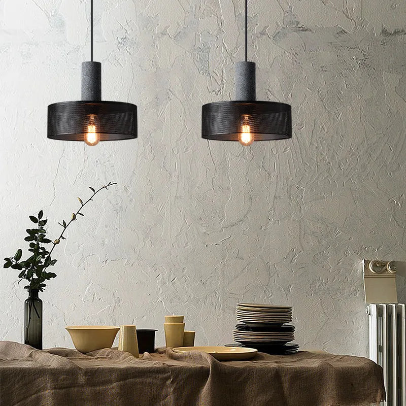 lampes suspendues en ciment pour loft industriel abat-jour en fer forgé - vue 3 sur 28