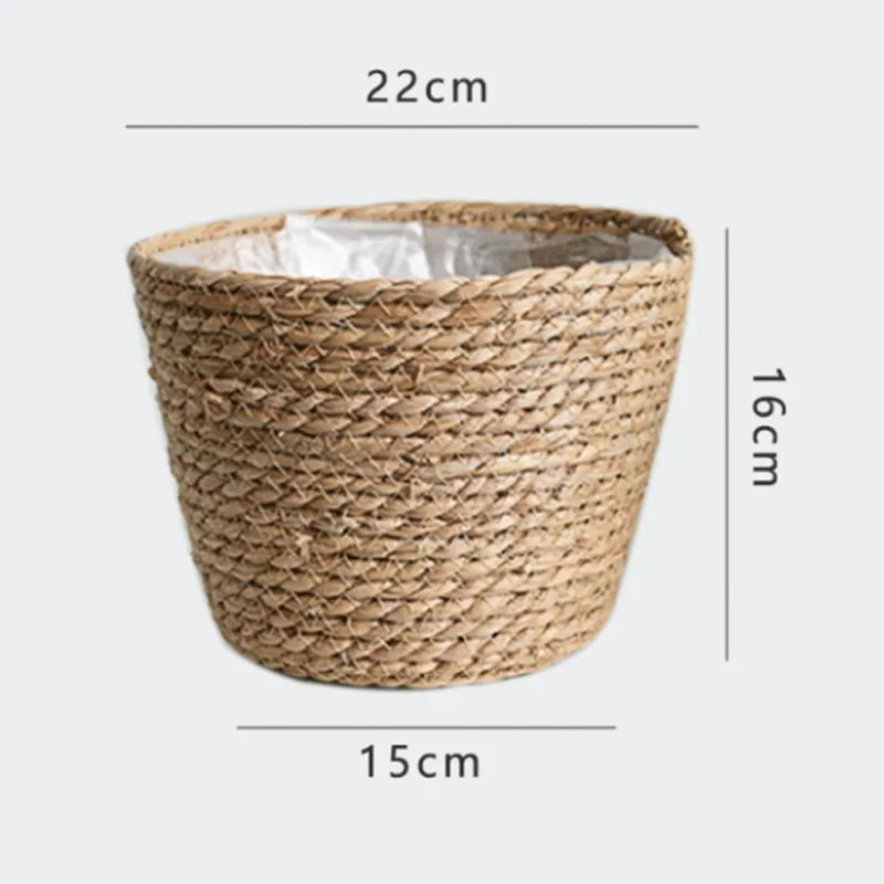 panier à fleurs en paille tressée pour décoration intérieure et extérieure - vue 12 sur 18