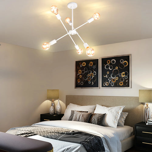 Plafonnier LED En Métal blanc à branches 6 lampes - vue 2 sur 5