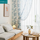 Voilage motif feuilles et fleurs style champetre salon