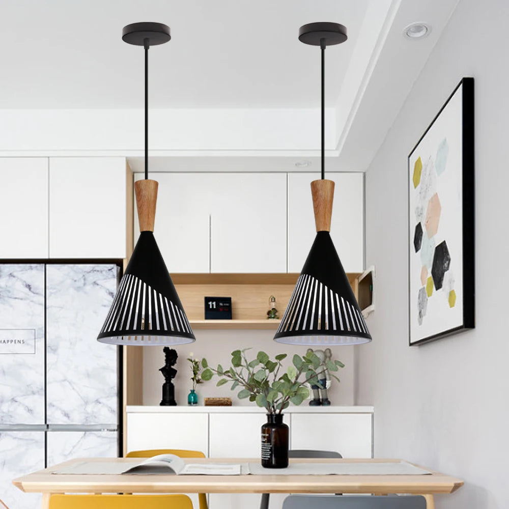 suspension design nordique moderne abat-jour industriel rétro décoratif - vue 3 sur 9