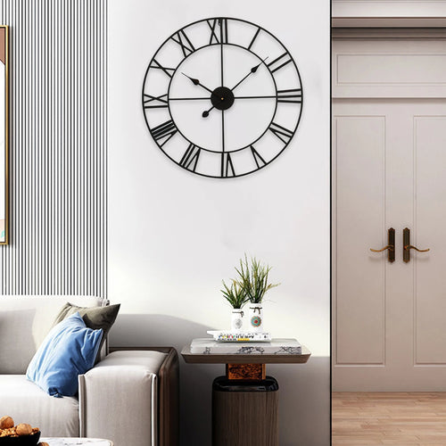 horloge murale vintage en métal silencieuse avec chiffres romains - vue 7 sur 7