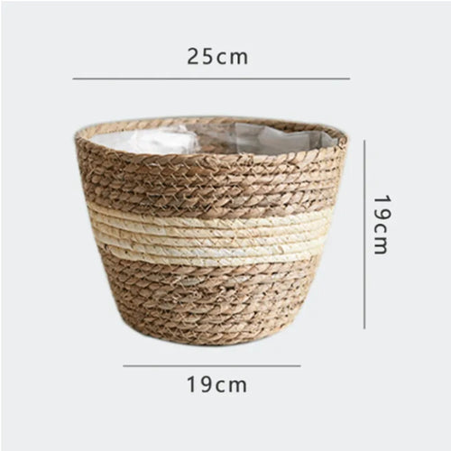 panier à fleurs en paille tressée pour décoration intérieure et extérieure - vue 15 sur 18