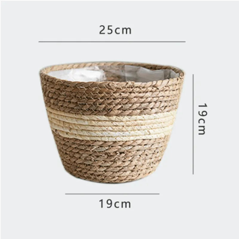 panier à fleurs en paille tressée pour décoration intérieure et extérieure - vue 14 sur 18