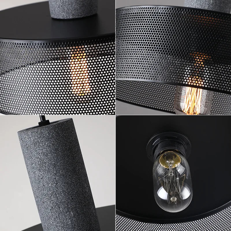 lampes suspendues en ciment pour loft industriel abat-jour en fer forgé - vue 4 sur 28