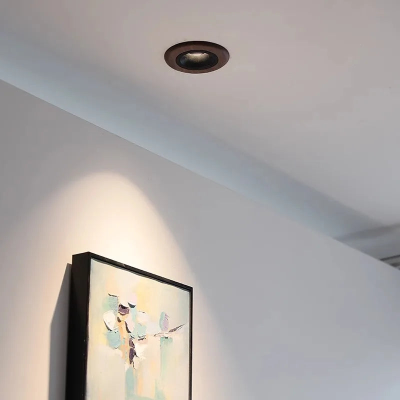 COD LED Recessed Lighting 5.11 Inch Walnut Wooden, Modern Wabi-Sabi, Wall Wash Downlight for Living Room, Bedroom, Dining, Study - vue 2 sur 7