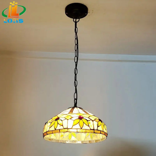 lustre tiffany feuilles éclairage créatif pour café restaurant bar - vue 3 sur 6