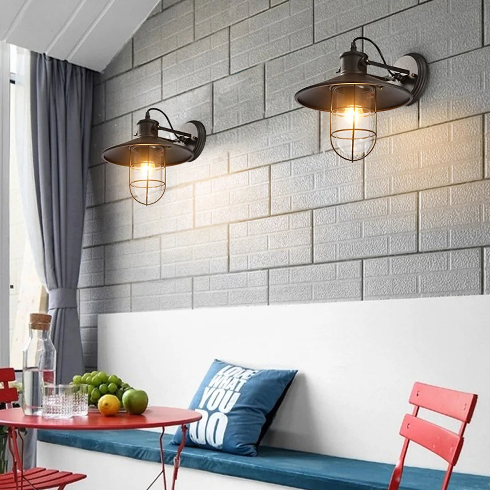 Vintage industriel LED Cage applique murale rétro Loft appliques noir abat-jour E27 applique lumières moderne intérieur luminaire - vue 3 sur 9