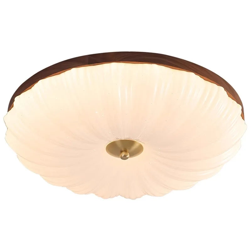 Shell texture PVC Walnut Wood, Modern Wabi-Sabi Vintage Style, Ceiling Light for Living Room, Dining Room, Bedroom, Study Room - vue 6 sur 8