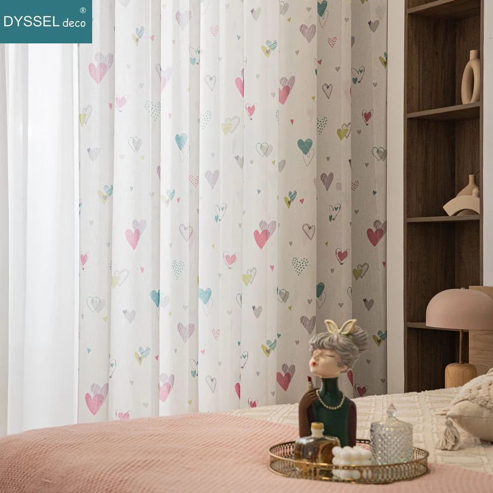 Voilage enfant style europeen motif adorable fenetre chambre - vue 1 sur 8