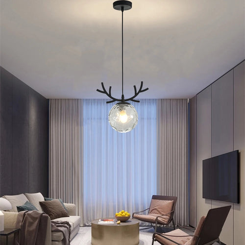 suspension en verre design vintage luminaire plaqué or moderne - vue 3 sur 10