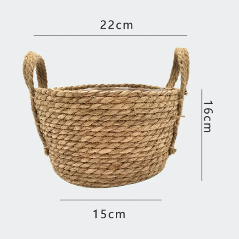 panier à fleurs en paille tressée pour décoration intérieure et extérieure - vue 7 sur 18
