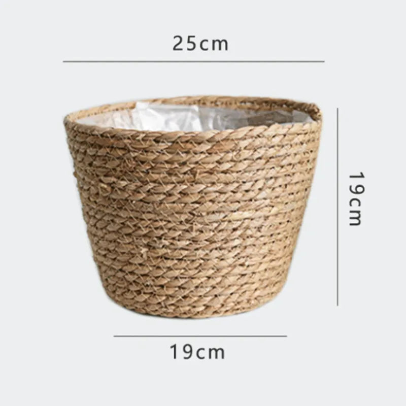 panier à fleurs en paille tressée pour décoration intérieure et extérieure - vue 11 sur 18