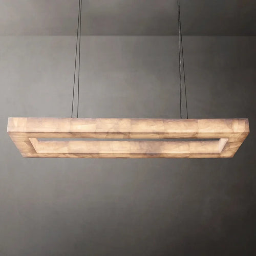 Lustre Rétro américain rectangulaire LED marbre noir plafond éclairage pour salle à manger - vue 4 sur 10