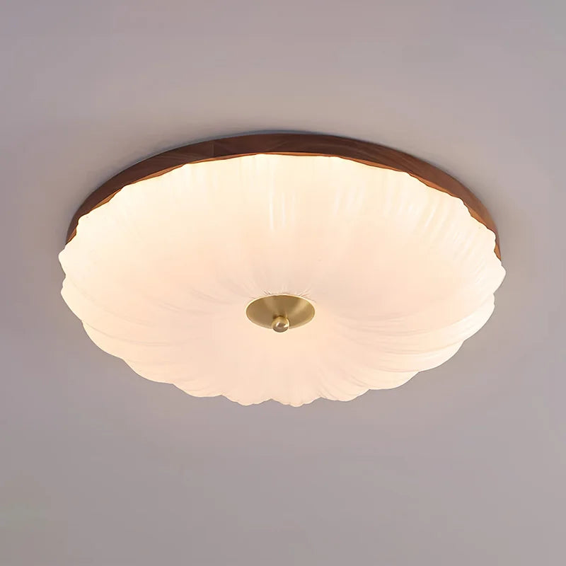 Shell texture PVC Walnut Wood, Modern Wabi-Sabi Vintage Style, Ceiling Light for Living Room, Dining Room, Bedroom, Study Room - vue 5 sur 8