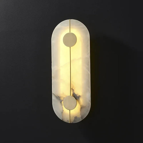 Applique murale LED ronde en marbre et cuivre doré - vue 6 sur 8