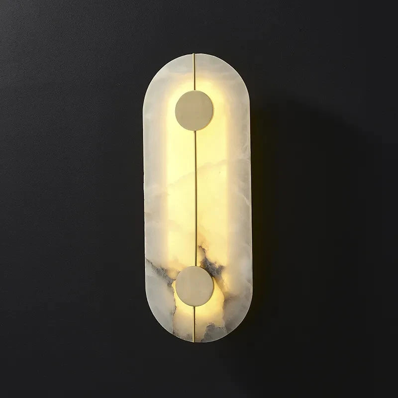 Applique murale LED ronde en marbre et cuivre doré - vue 5 sur 8