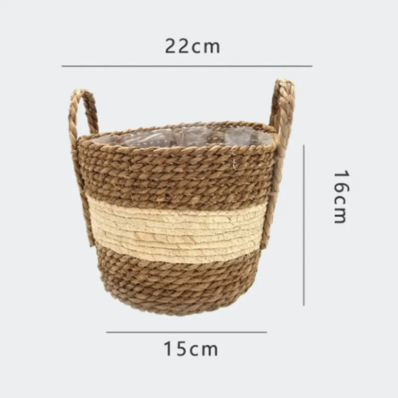 panier à fleurs en paille tressée pour décoration intérieure et extérieure - vue 8 sur 18
