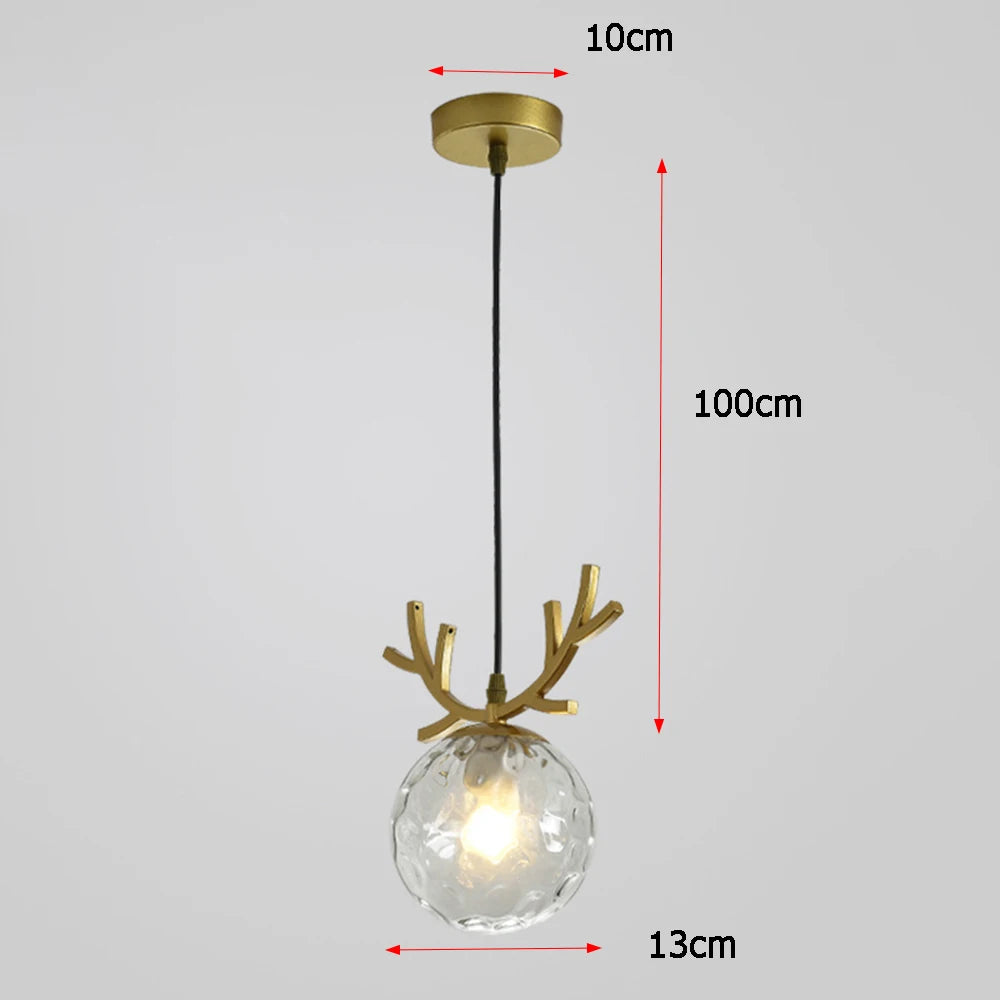 suspension en verre design vintage luminaire plaqué or moderne - vue 6 sur 10