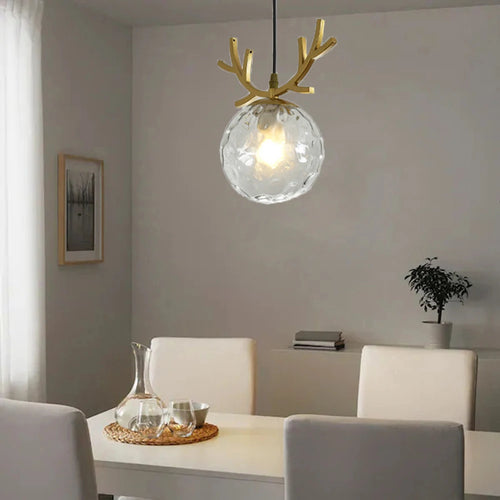suspension en verre design vintage luminaire plaqué or moderne - vue 6 sur 10
