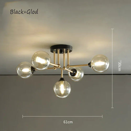 lustre moderne en verre avec éclairage décoratif design contemporain - vue 13 sur 12