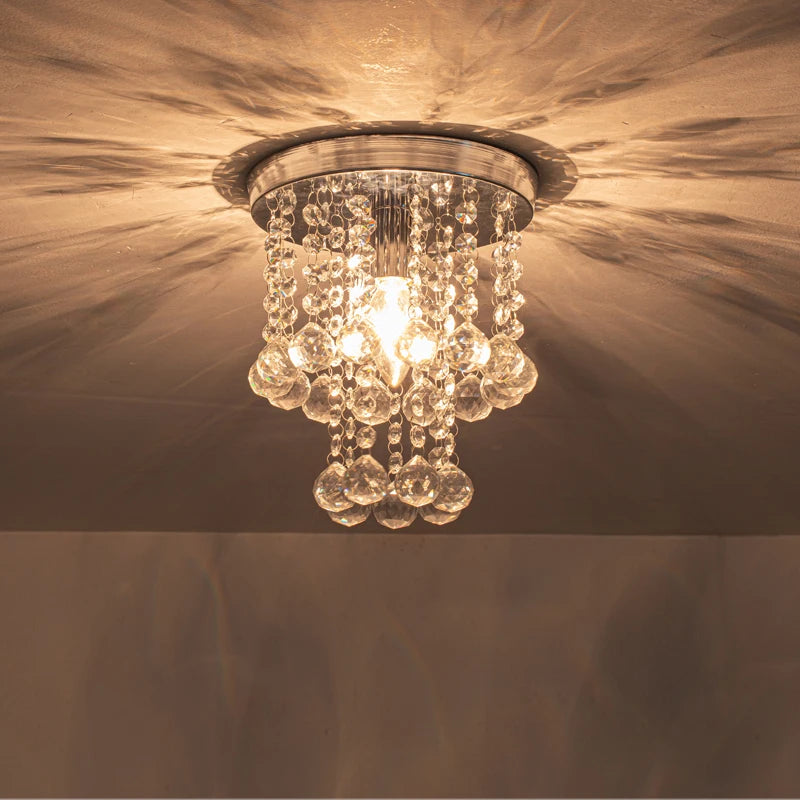 suspension en cristal doré et argenté décoratif - vue 1 sur 8