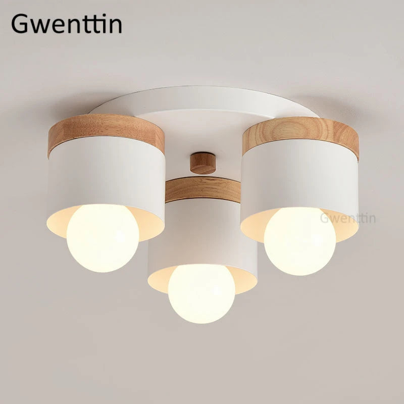 plafonnier moderne en bois et fer pour décoration intérieure - vue 4 sur 9