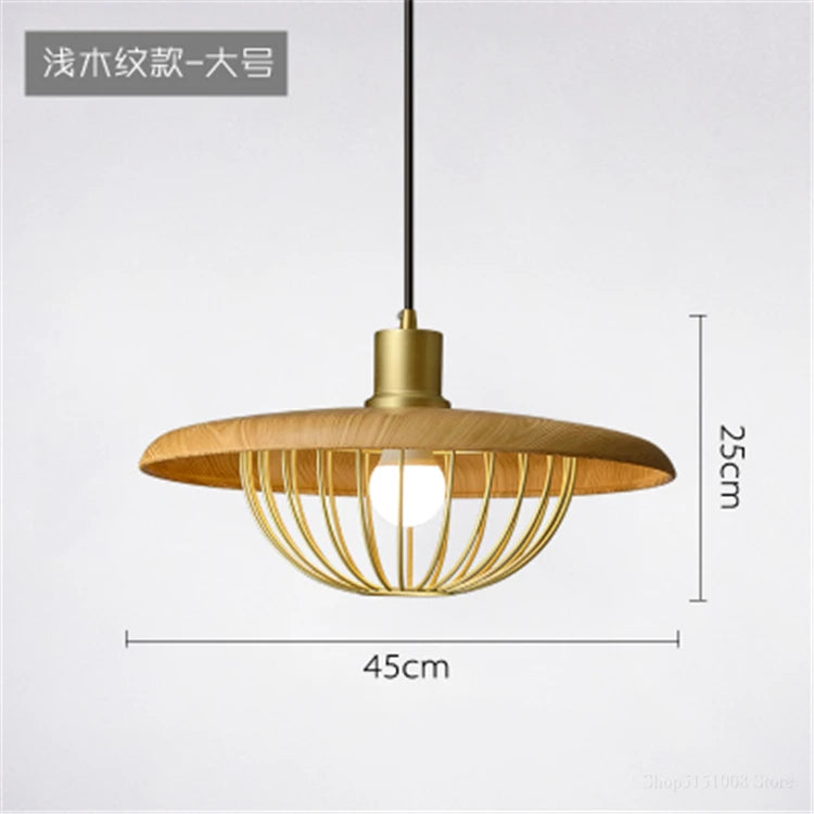 lustre nordique en forme de chapeau de grain de bois - vue 10 sur 12