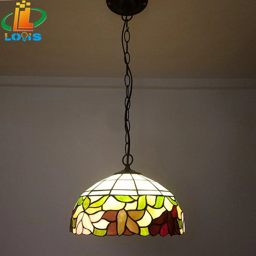 lustre fleur de bégonia style américain lampe tiffany éclairage décoratif - vue 3 sur 6