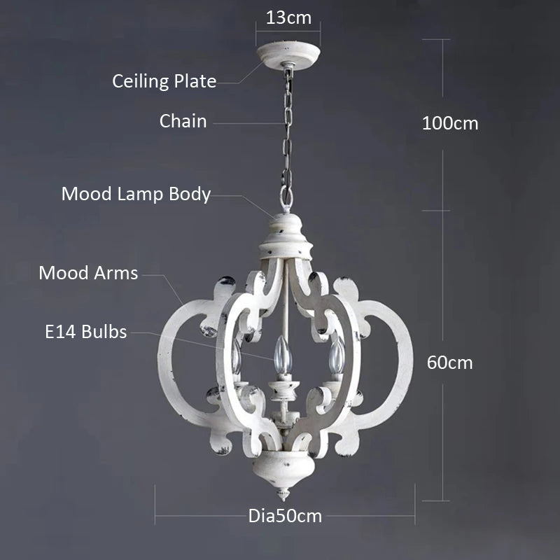 lustre vintage en bois pour ferme et loft rétro - vue 4 sur 7