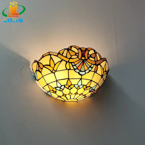applique murale en verre style européen art déco tiffany - vue 4 sur 6